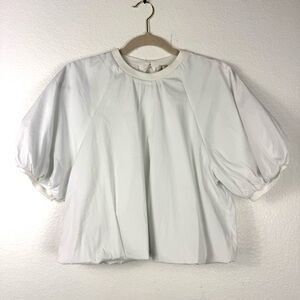 Maeve White Puff Sleeve Blouse white top size M